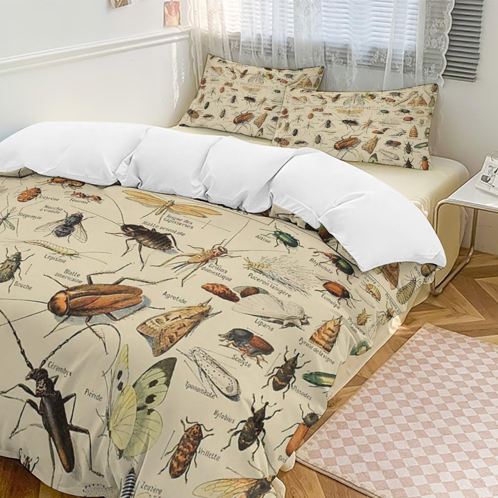 Amazon｜昆虫柄 イラスト 虫柄 ベッド3点セット 布団カバー シングル 3